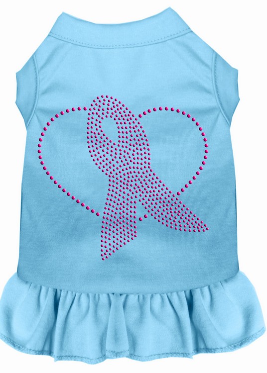 Pink Ribbon Rhinestone Dress Baby Blue XS